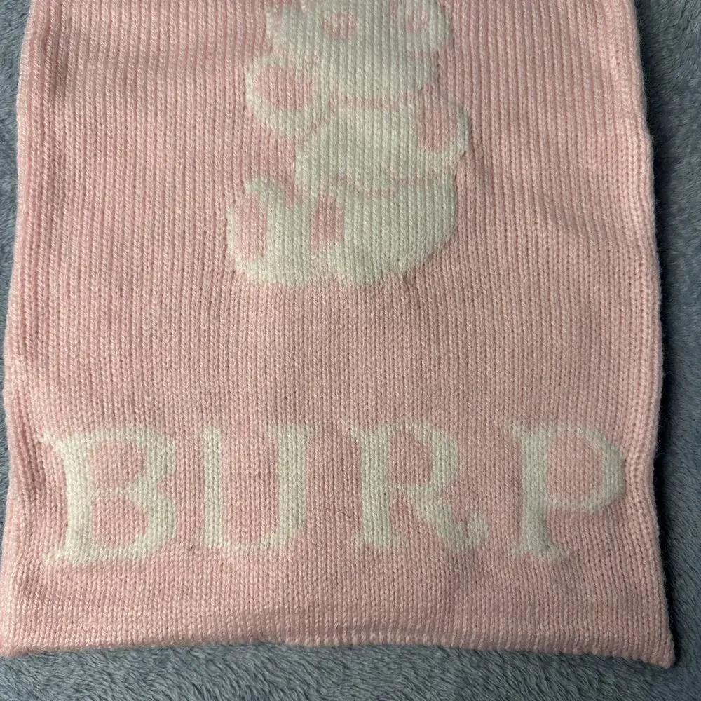 Vintage Burp Cloth Handmade Pink White Classic Lap Blanket Bear Baby Girl